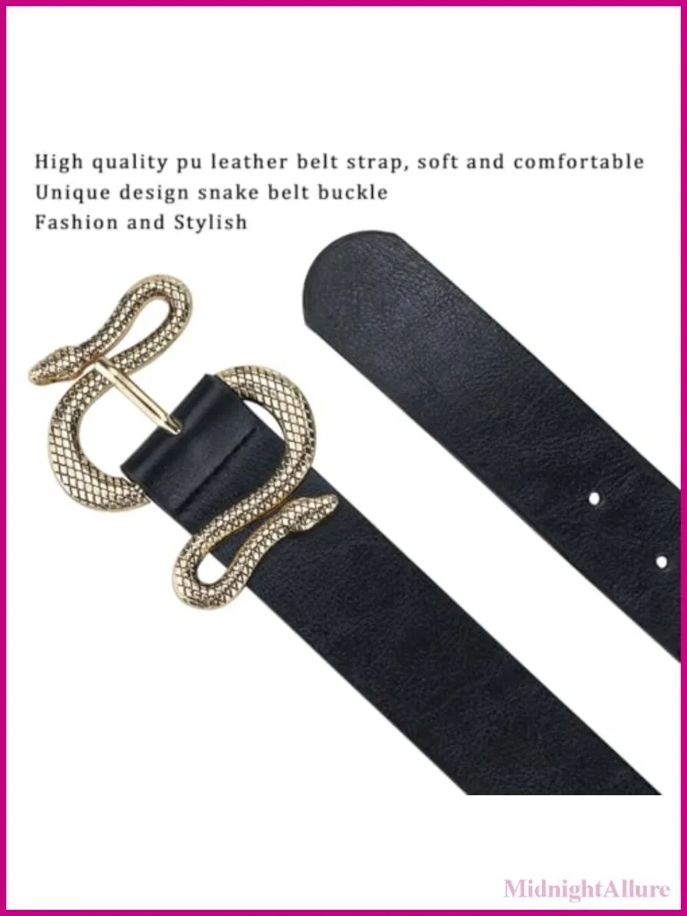 Women PU Leather Snake Buckle Belt Waist Belt